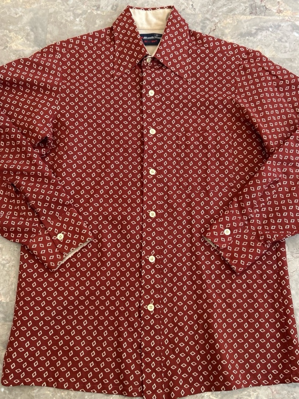 Vintage 1990s Manhattan At Ease Geometric Button Up Shirt M